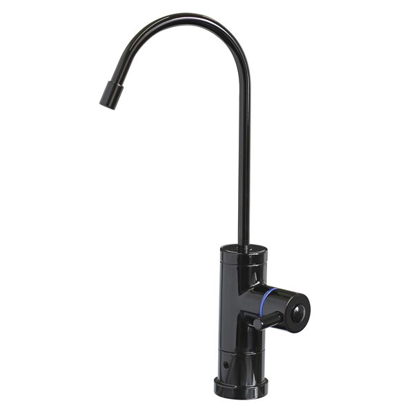 black faucet drinking water